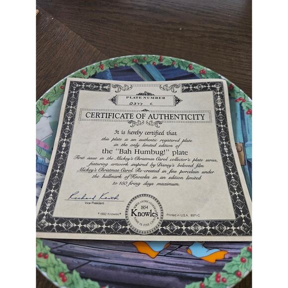 Knowles Limited Edition Disney Bah Humbug Plate Mickey Mouse and Donald Duck - Picture 3 of 4